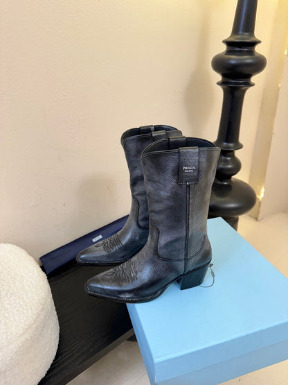 PRA short boots charcoal black leather 478573