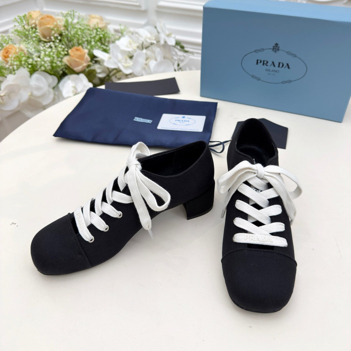 Prada 25 Mary Jane Shoes 55mm Black Fabric 564188
