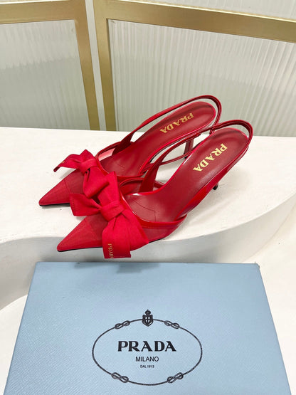 Prada Mesh Stiletto Sandals 7.5 Red Sheepskin 606006