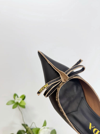 PRA 26SS Hight Heel Mule 55 Black Beige Cowhide 592399
