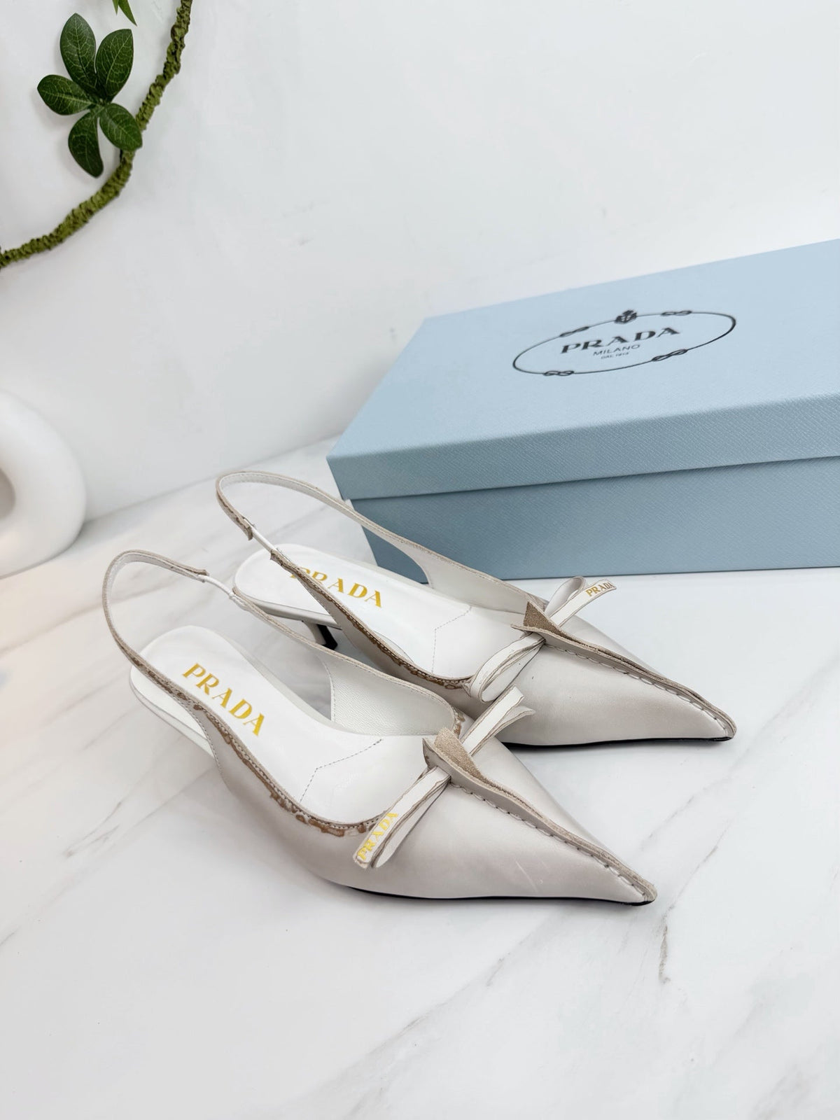 PRA 26SS Slingback 55 Ivory Beige Cowhide 592403