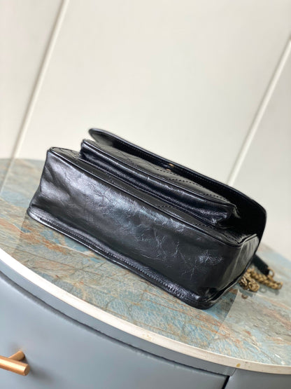 Niki Baby Shoulder Bag 28cm Black Glossy Leather GHW 286044