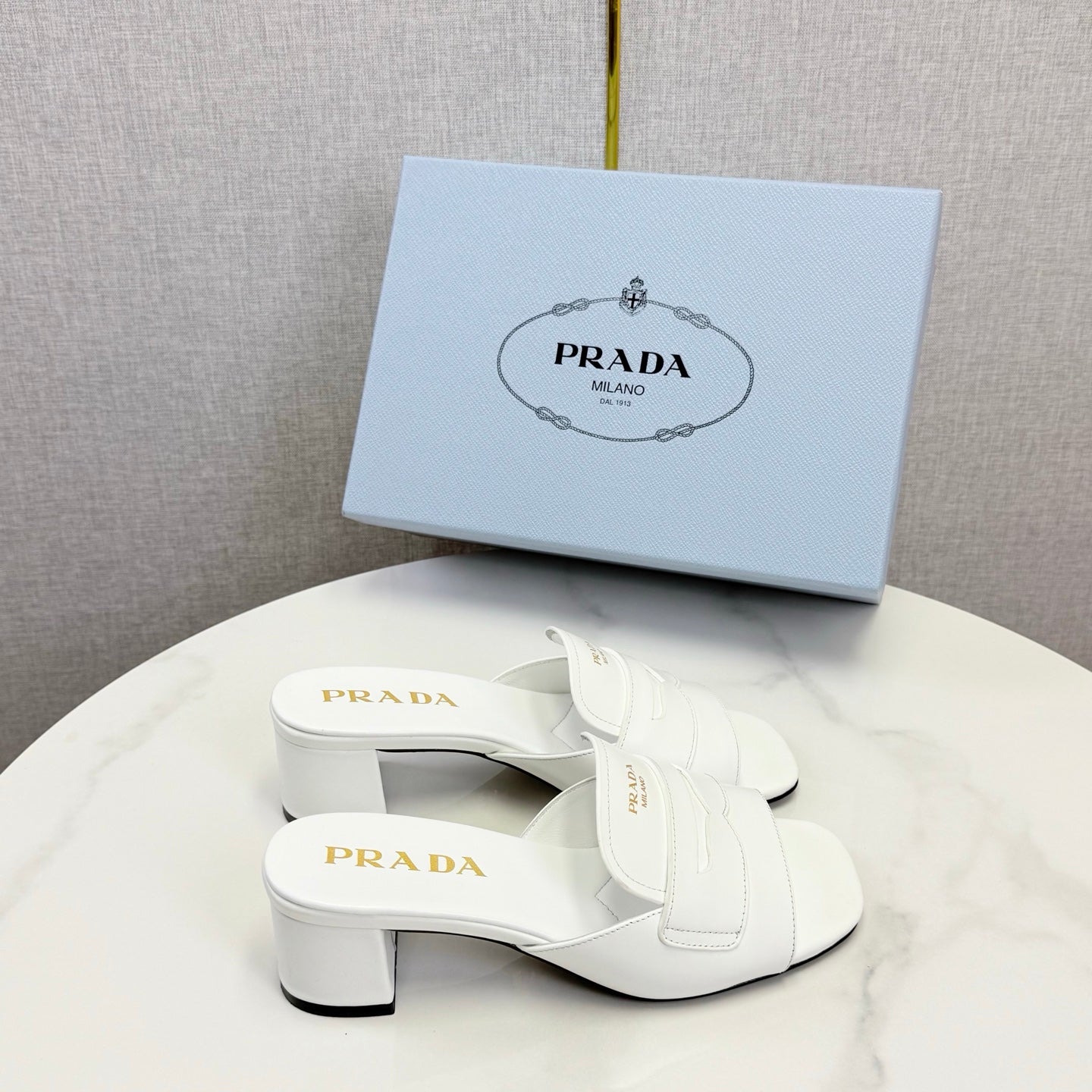 Prada Sandals 4.5cm White Leather 639958