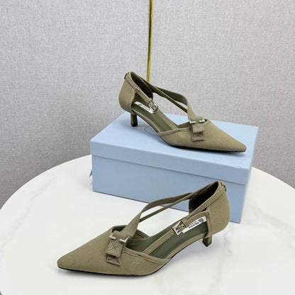 Prada Pumps 4.5cm Olive Green Canvas 639959