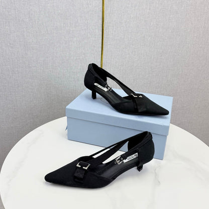 Prada Pumps 4.5cm Black Canvas 639960