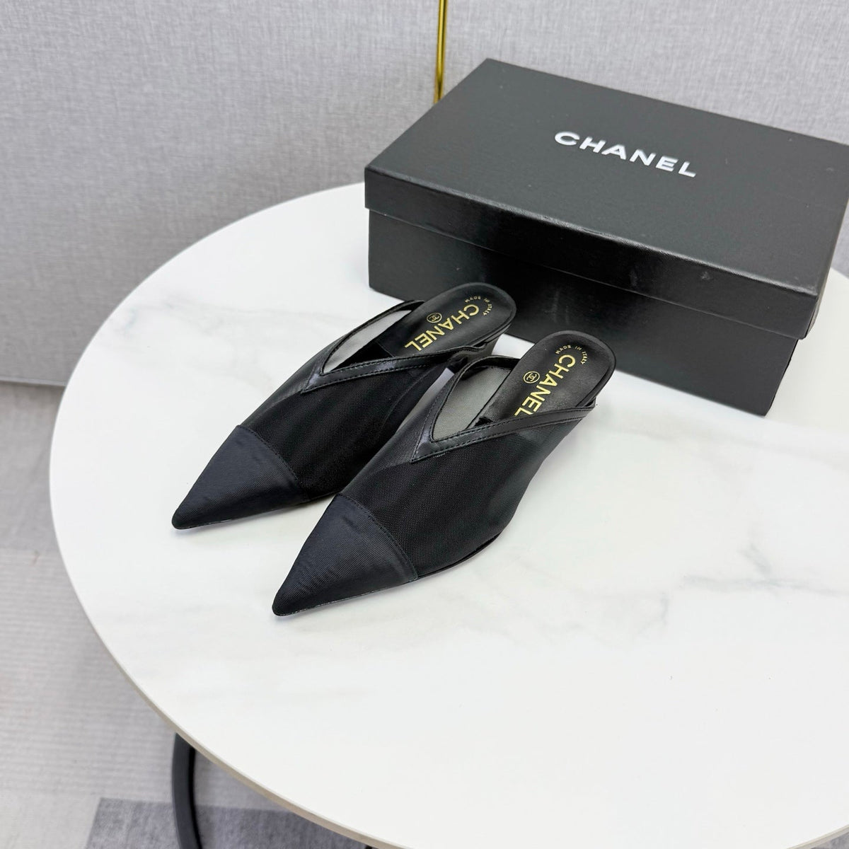 Chanel 2026 Mesh Mule Fabric Sheepskin 904436