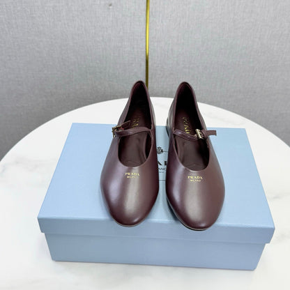 Prada 26s Ballerina Flats Strap With Buckle Deep Burgundy Nappa Leather 973281