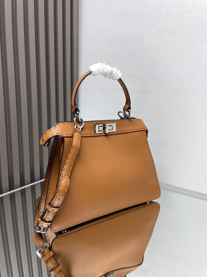 PEEKABOO MEDIUM 33 BROWN CALFSKIN SILVER HARDWARE