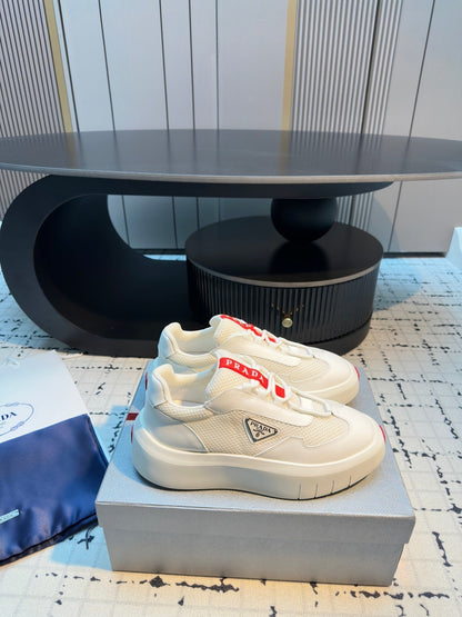 Prada 25s Platform Sneakers White Cowhide 538423