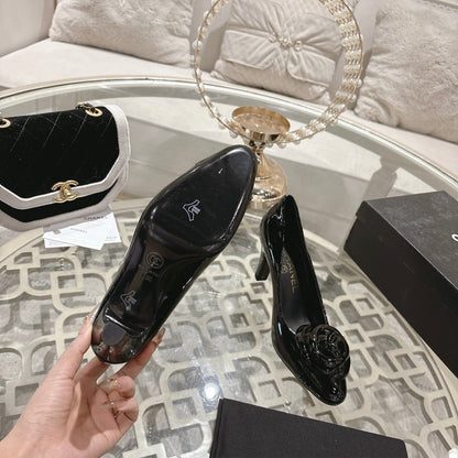 CC 26s High Heels Pump 85 Beige Black Patent Leather 627006