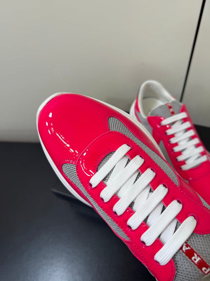 Prada America's Cup Sneaker Pink Patent Leather Mesh 618918