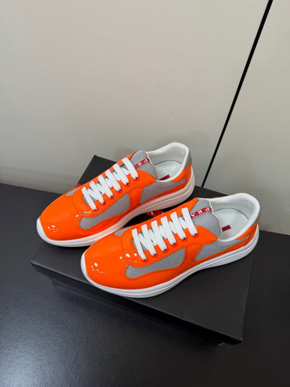 Prada America's Cup Sneaker Orange Patent Leather Mesh 618920