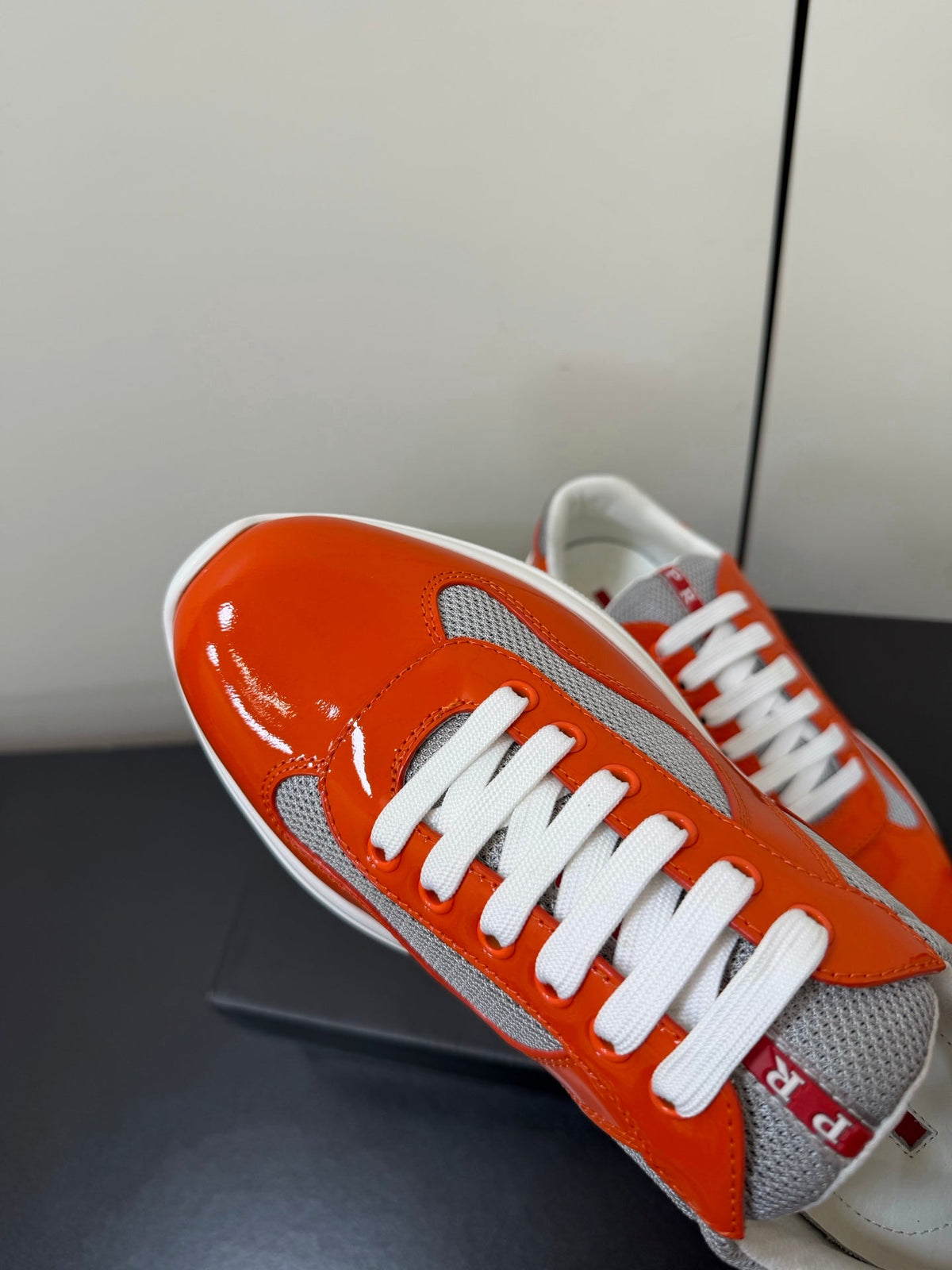 Prada America's Cup Sneaker Red Patent Leather Mesh 618921