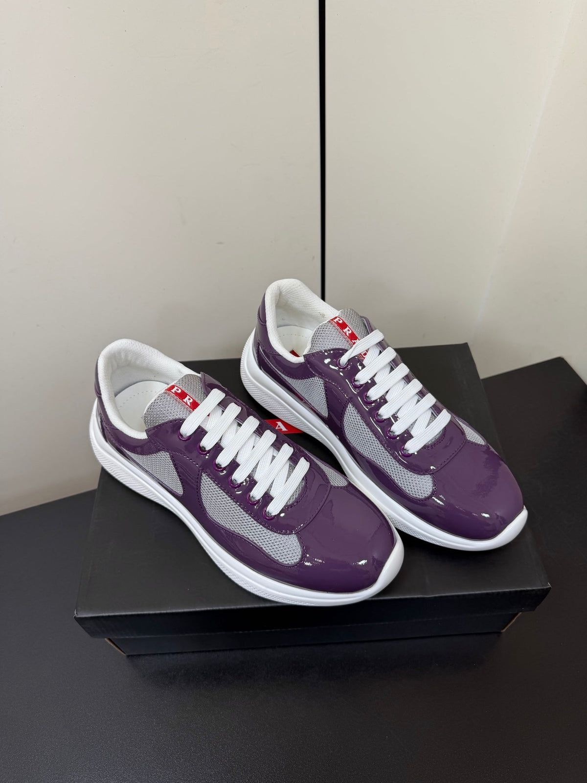 Prada America's Cup Sneaker Purple Patent Leather Mesh 618926