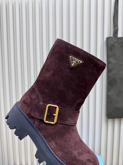 PRA Martin boots burgundy brown suede 443643