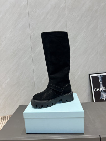 Prada 25 Boot Black Suede 501668