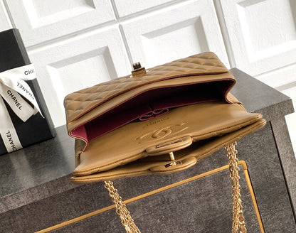 Chanel 2026 Double Flap 2.55 Bag 25.5cm Tan Quilted Lambskin