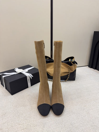 CC 26 Wedge Boot Tan Black Suede 588895