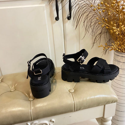 Prada Criss-Cross Sandal Black Canvas 687803