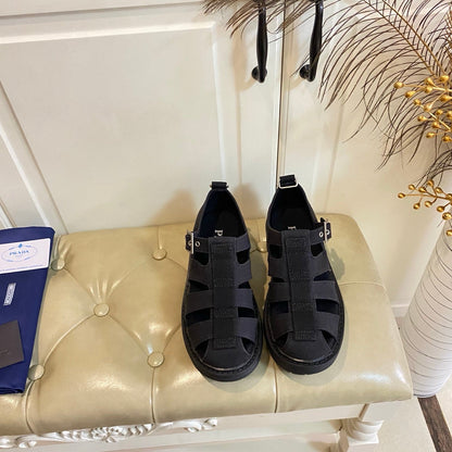 Prada Fisherman Sandal Black Canvas 687804