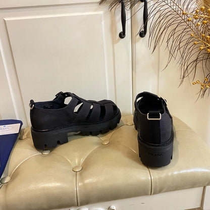Prada Fisherman Sandal Black Canvas 687804
