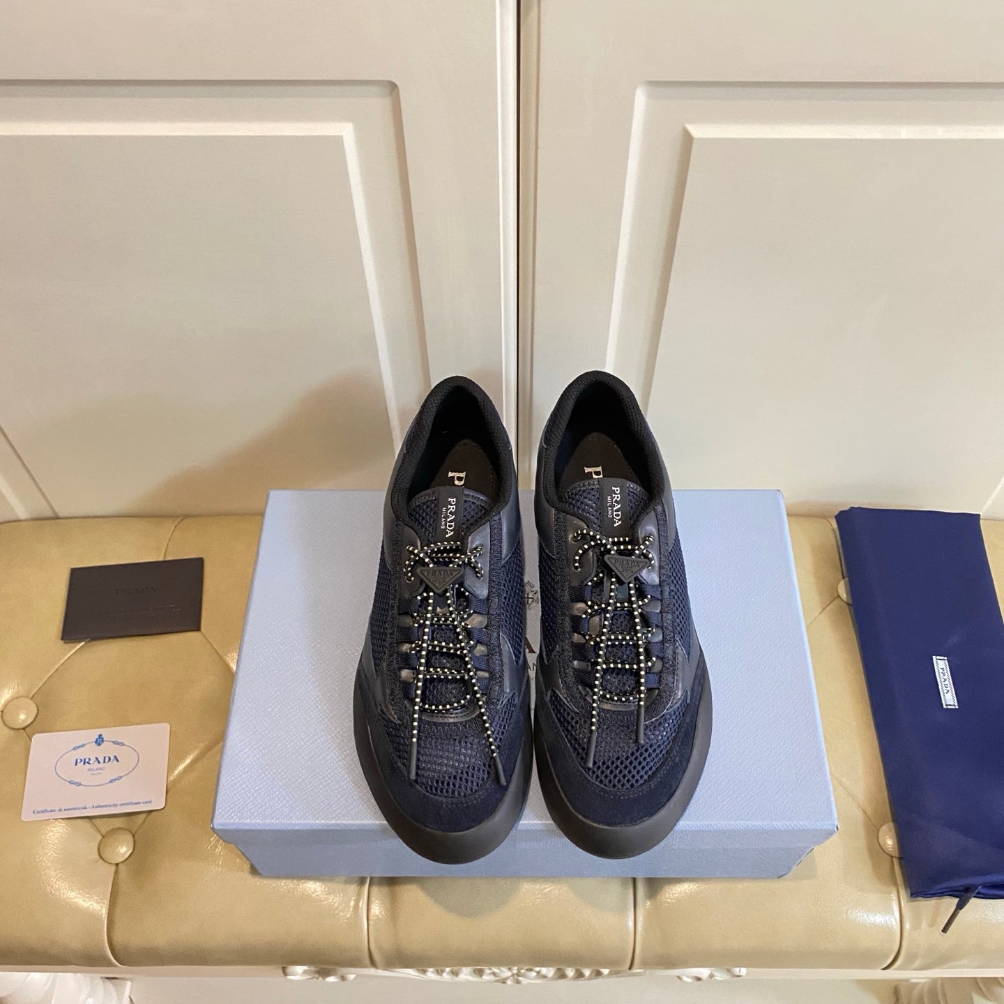 Prada Speedrock Sneaker Navy Blue Suede Mesh 687798