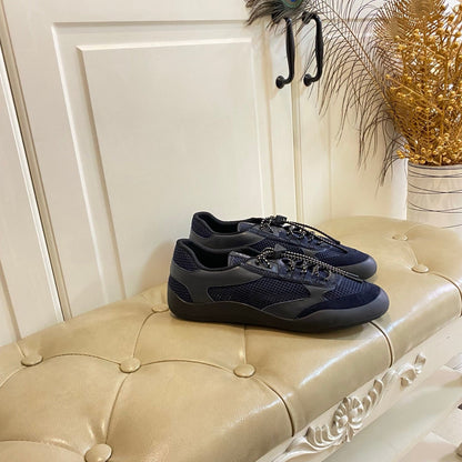 Prada 26s Lace Up Sneakers Chunky Sole In Blue Tech Fabric And Mesh