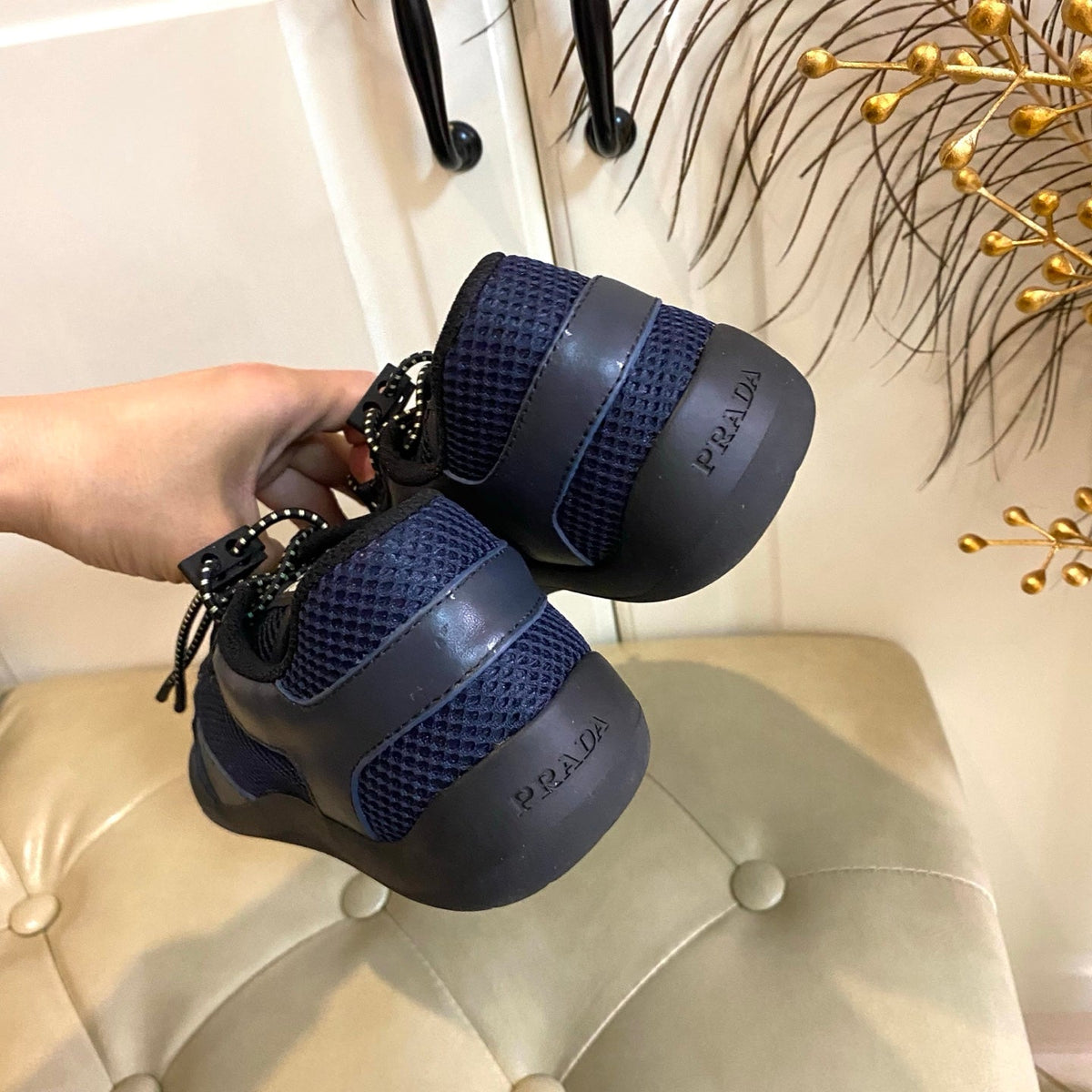 Prada Speedrock Sneaker Navy Blue Suede Mesh 687798