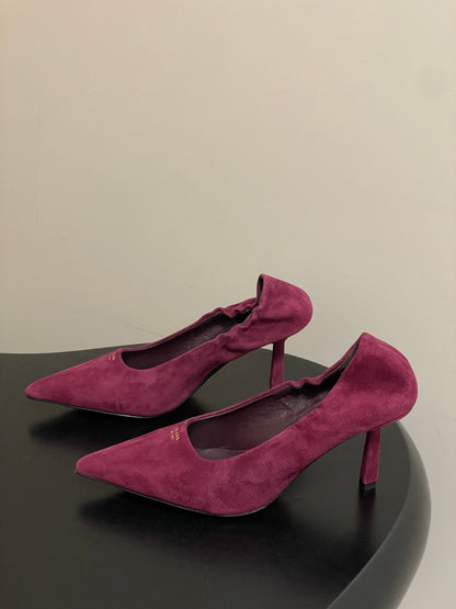 PRA 26SS Pointed Toe Heels Burgundy Suede 593832