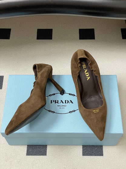 PRA 26SS Pointed Toe Heels Brown Suede 593833