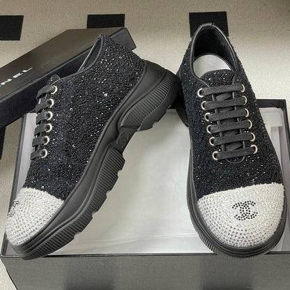 CC 26 Platform Sneaker Black Sequin-embellished Leather 593347