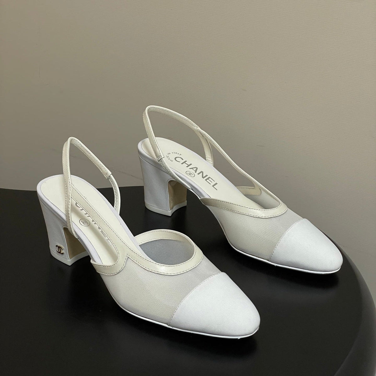 CC 26s Slingback 65mm Mesh Fabric Sheepskin