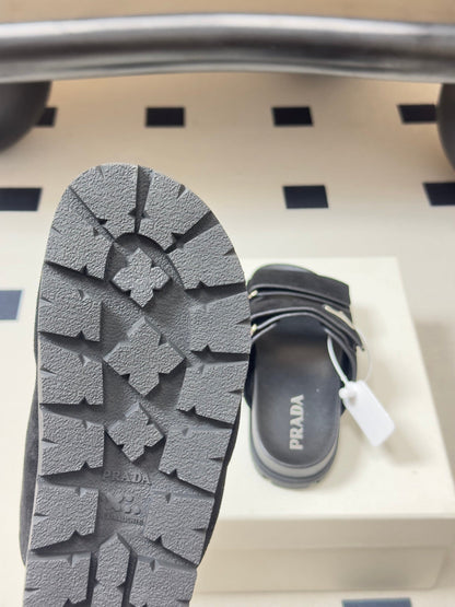 Prada 26s Band Sandals Black Suede 834765