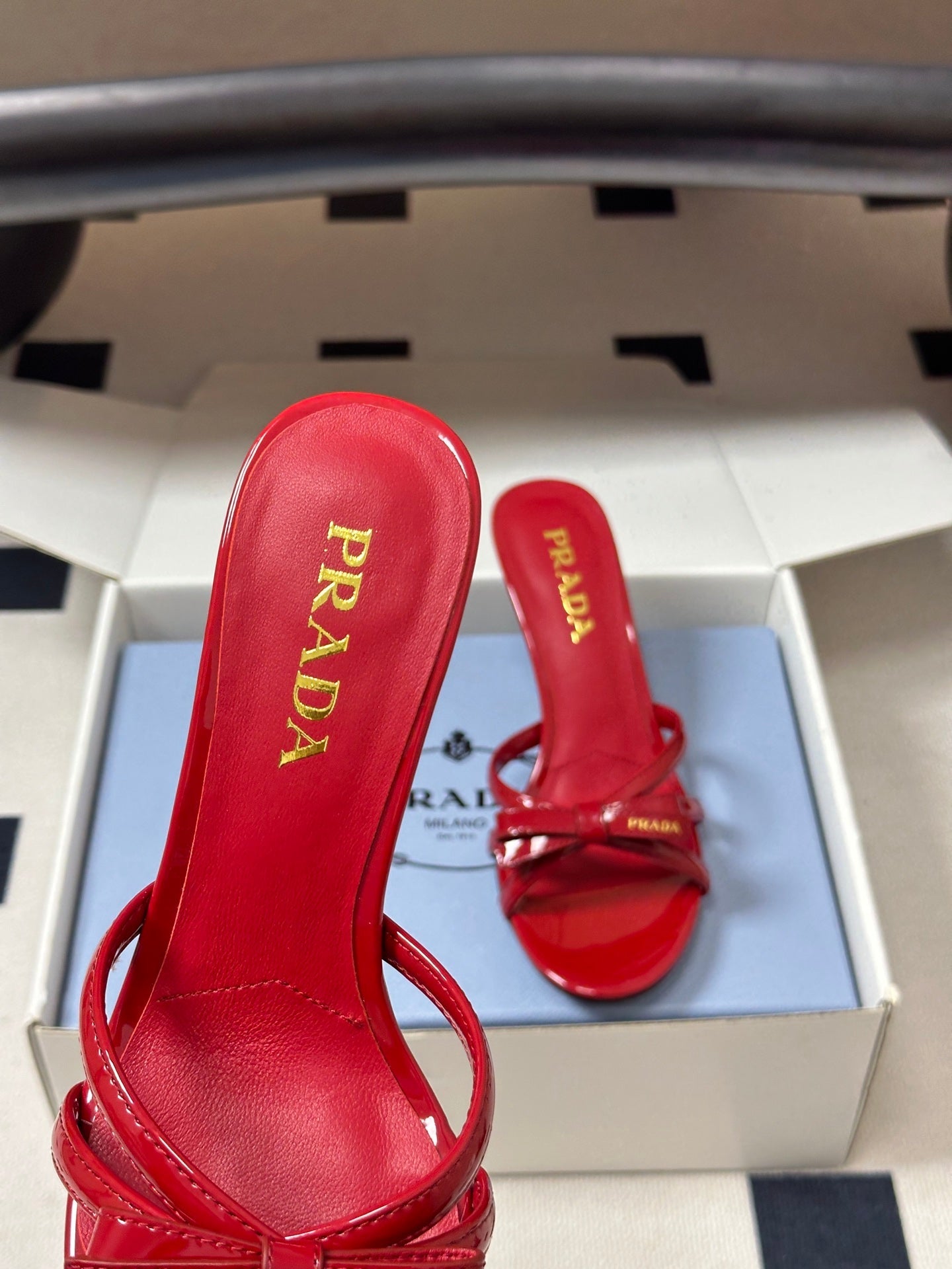 Prada Open-Toe Sandal 7.5cm Red Patent Leather 834805