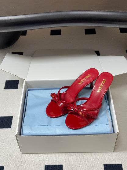 Prada Open-Toe Sandal 7.5cm Red Patent Leather 834805