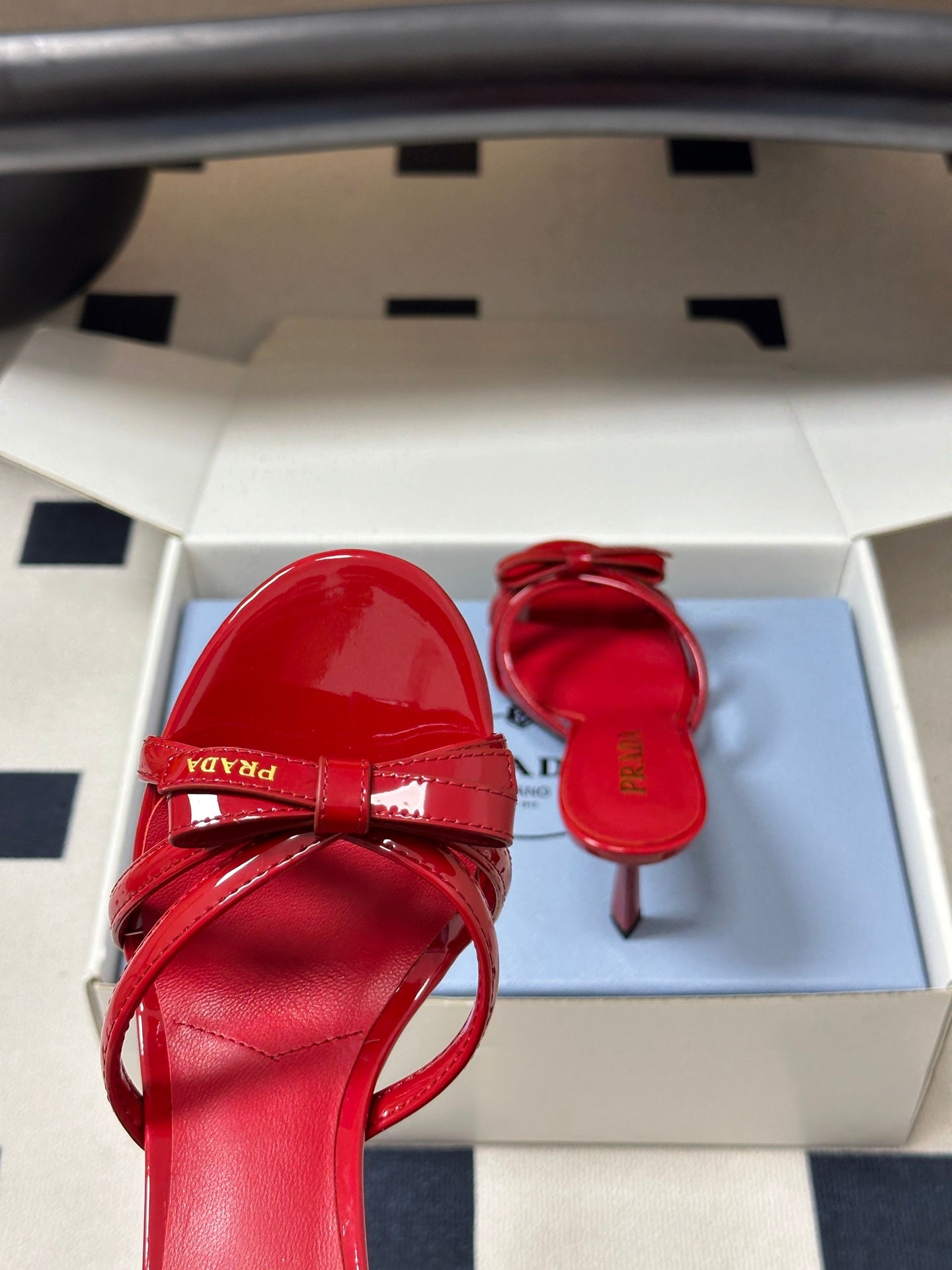 Prada Open-Toe Sandal 7.5cm Red Patent Leather 834805