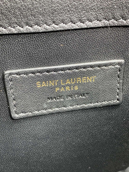 YSL 22s Uptown Pouch Clutch Bag Black White Canvas GHW