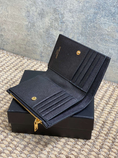 YSL Monogram Wallet Wallet 13cm Black Caviar Cowhide GHW