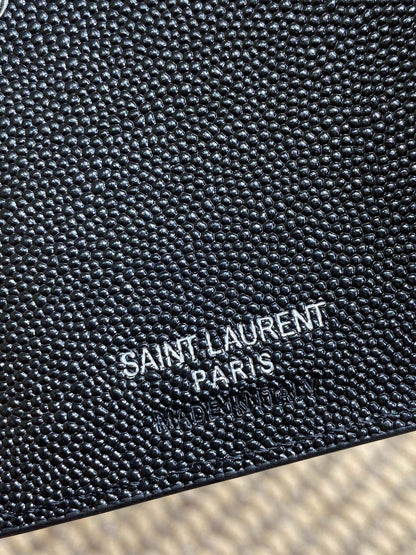YSL Monogram Wallet Wallet 13cm Full Black Caviar Cowhide