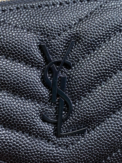 YSL Monogram Wallet Wallet 13cm Full Black Caviar Cowhide