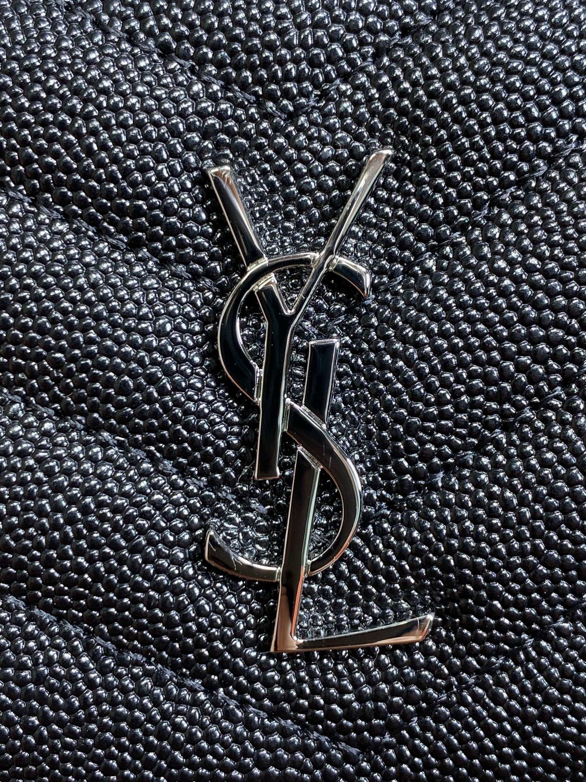 YSL Cassandre Matelassé Bi-Fold Wallet Black Caviar Cowhide Sliver HW