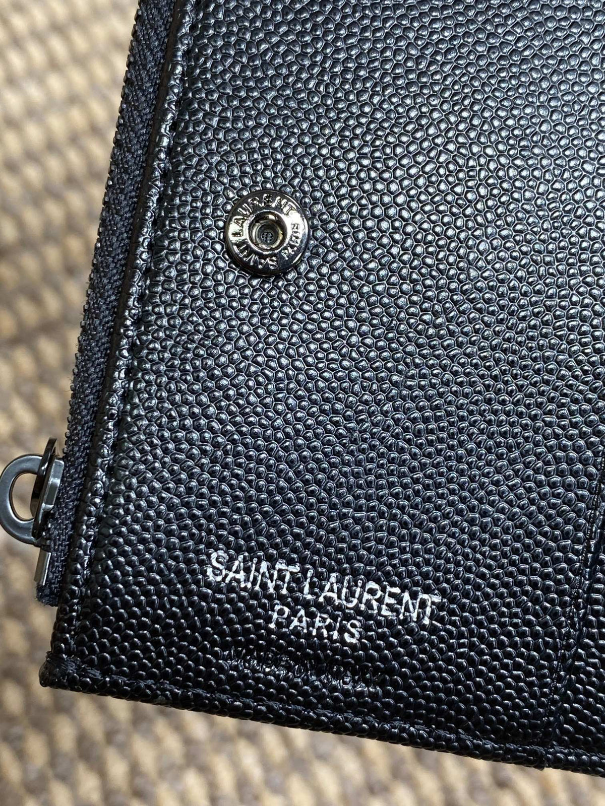 YSL Cassandre Matelassé Bi-Fold Wallet Full Black Caviar Cowhide