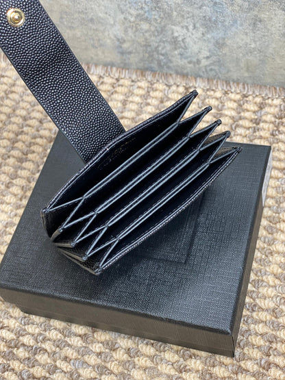YSL Accordion Card Wallet Black 11cm Caviar Cowhide GHW