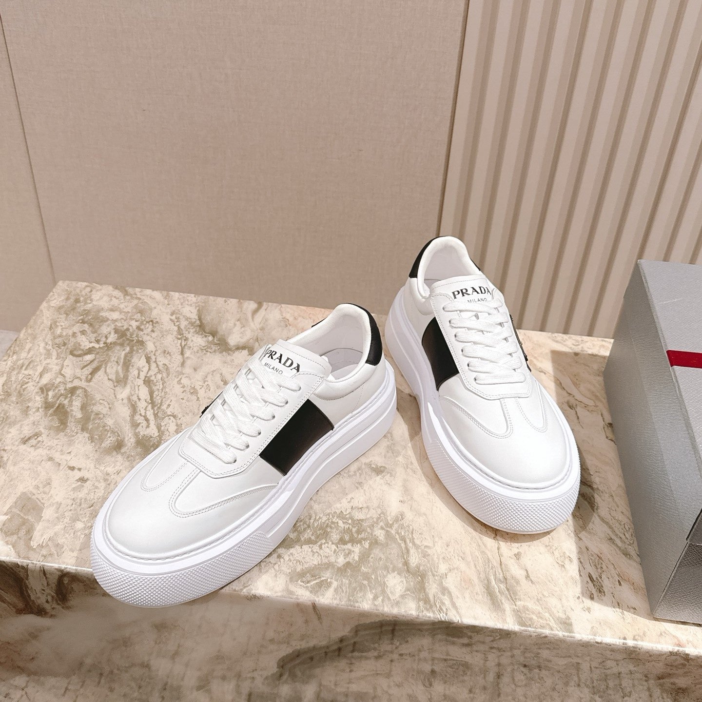 PRA 25s Casual Sneakers White Black Cowhide 449695