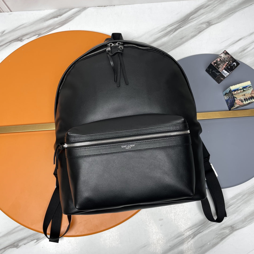 YSL City Backpack 38 Black in Cowhide 285763