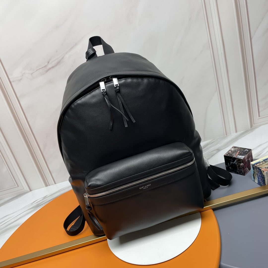 YSL City Backpack 38 Black in Cowhide 285763