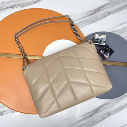 YSL Loulou Puffer Medium Bag 35cm Apricot Glossy Leather SHW