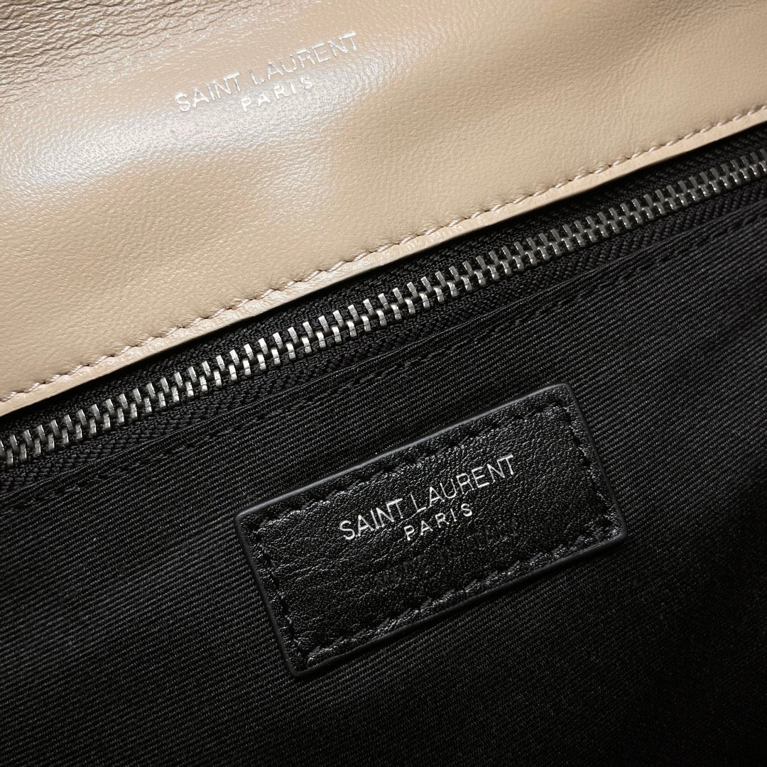 YSL Loulou Puffer Medium Bag 35cm Apricot Glossy Leather SHW