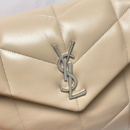 YSL Loulou Puffer Medium Bag 35cm Apricot Glossy Leather SHW