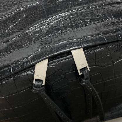 YSL City Backpack 38 Black in Crocodile-patterned Cowhide 285765